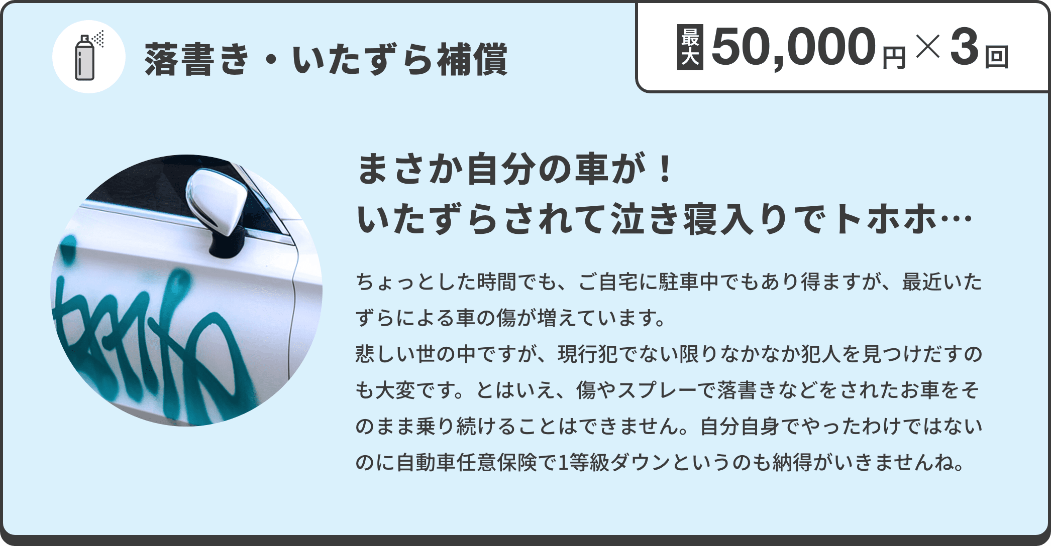 最大50,000円×3回補償！落書き・いたずら補償